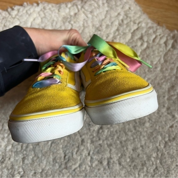 Vans Rare Yellow Canvas and Suede Multi-Colored Checkered White Soles Size 3 - Picture 7 of 10